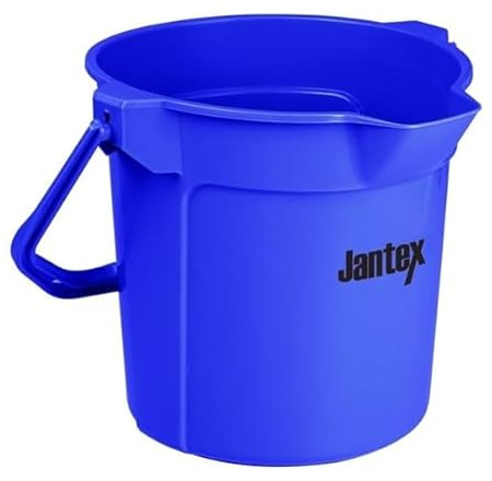 Jantex Polypropylene Graduated Bucket with Pouring Lip 10L, Blue, 10 L | Internal markings prevent liquid waste; heavy-duty commercial build ensures long-lasting use in busy catering environments.