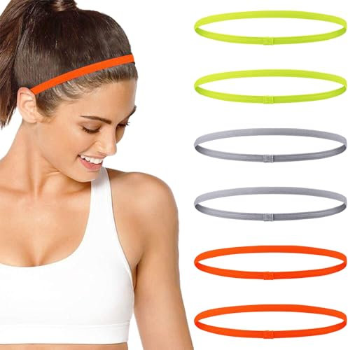 6 Pezzi Fascia Capelli Uomo e Donna, Sportiva Fascetta Capelli, Fascia per Capelli, Elastici Capelli Antiscivolo, per Sport, Yoga, Fare Jogging, Calcio