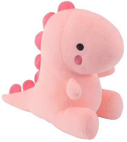 Alwoligag Oreiller en peluche dinosaure en peluche, jouets mignons d'anime de dinosaure doux, cadeau pour garçons et filles, rose de 10,6 pouces