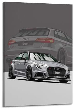 Sportwagen-Poster, RS3, Sportback-Stationswagon, dekorative Leinwand, Familienschlafzimmer, Kunstwerk, Bild, Gemälde, 30 x 45 cm