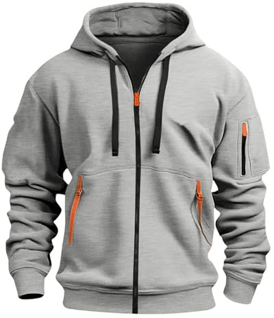 Aulemen Hoodie Herren mit Reißverschluss Langarm Fleece Sweatjacke M-3XL | Zip Sweatjacke Herren,Kapuzenpullover,Mehrere Taschen,Slim Fit,Kapuzenjacke für Alltag & Sport