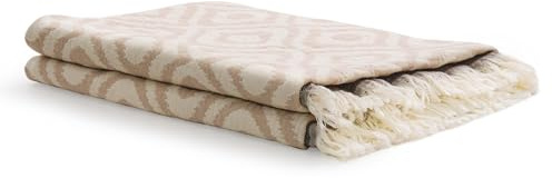 FLEXISPOT Premium Turkish Cotton Throw Blanket 130x170 cm, Soft Jacquard Weave Sofa Blanket, Pre-Washed & Skin-Friendly, Lightweight Bedspread for Couch, Travel, Camping & Home Decor Braun