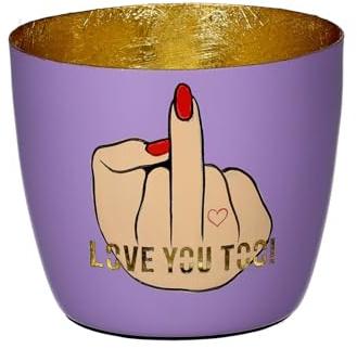 Giftcompany Madras Windlicht M Love You Too lila/Gold 8,5cm