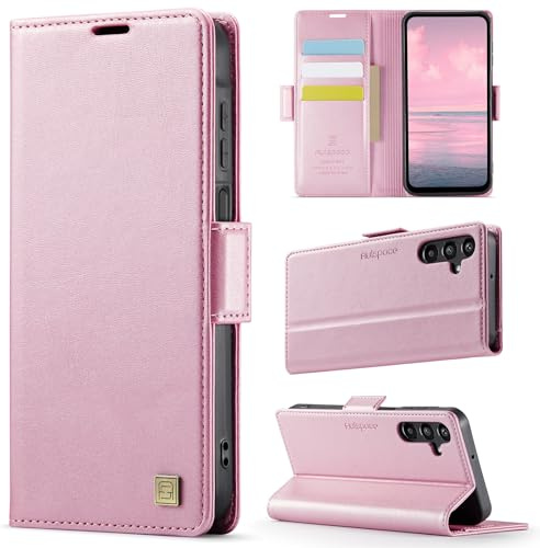 Teeirllim Custodia per Samsung Galaxy A14 5G, Blocco RFID PU Pelle Portafoglio Flip Case, Carta Fessura, Funzione Supporto, Antiurto Case Cover per Samsung Galaxy A14, Rosa