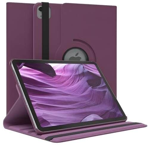 EAZY CASE - Custodia per tablet per iPad Air 11 M4 (2026), 11 pollici, Smart Cover Tablet Case Rotazionabile, girevole a 360°, con funzione leggio, in similpelle, viola