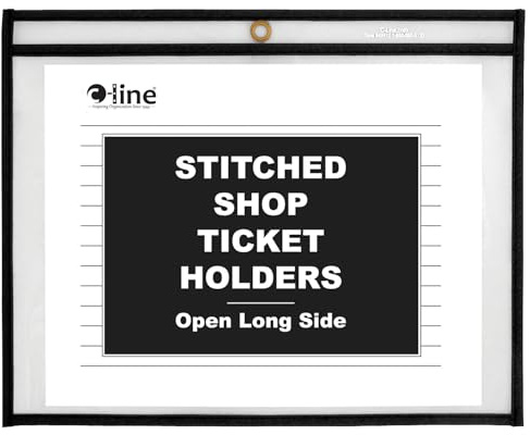 C-Line Stitched Shop Ticket Holders, Both Sides Clear, Open Long Side, 12 x 9 Inches, 25 per Box (49912)