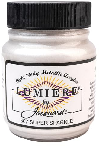 Jacquard Lumiere 2.25oz Fabric Paint Super Sparkle - Metallic Paint for Fabric, Leather, Canvas, Paper and Wood - Light-bodied Metallic Acrylic Paint - Lightfast & Vibrant Metallic Acrylic Paints