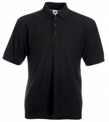 Fruit of the Loom Mens 65/35 Pique Short Sleeve Polo Shirt (S) (Black)