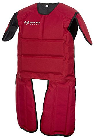 Ram Rugby Tackle Suit - Full-Contact Training Gear, Durable 600D Cordura, Reversible Red/Black Design, Lightweight Foam Protection, Sizes for Seniors, Youth, and Juniors