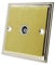 Slimline Duo Satin Brass Polished Chrome 1 Gang TV Socket White Insert - 1 Gang Aerial Coaxial Female Socket