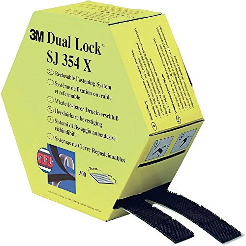 3M SJ354X Dual Lock in einer Spendebox, 2 x 5 m, 300 Stück vorgestanzt, schwarz 1-er Pack