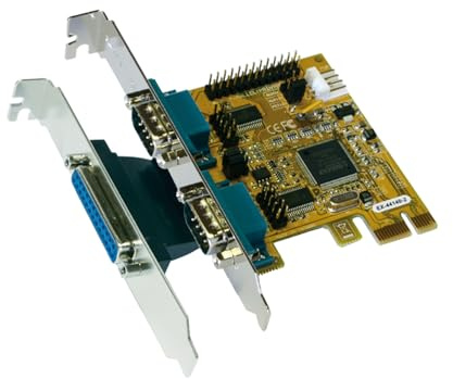Exsys Adapter Parallel/Seriell PCIe parallel RS-232 V.24 2 Anschlüsse + 1 paralleler Port