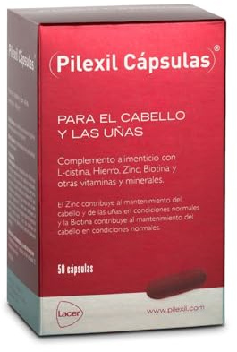 PILEXIL CAPSULAS - Pilexil 50 Cápsulas Anticaida del Cabello, Vitaminas y Nutrientes para el Cabello, Máxima Eficacia, Biotina, Zinc, Sin Gluten, Administración Oral
