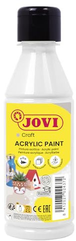 Jovi Acrylfarbe Jovidecor, hochdeckend, für alle Untergründe, auf Wasserbasis, 1 Flasche mit 250 ml Inhalt, weiß