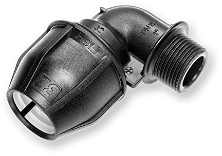 PE Winkel 90° AG 32mm x 1 Zoll 16bar Fitting zur Verbindung von PE-Rohren 32-C