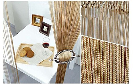 HONG Tassel Fadenvorhang 300 x 300 cm 1 Stück Fadengardine Fadenvorhang Fadenstore Top Qualität einfach aufhängen,Champagne