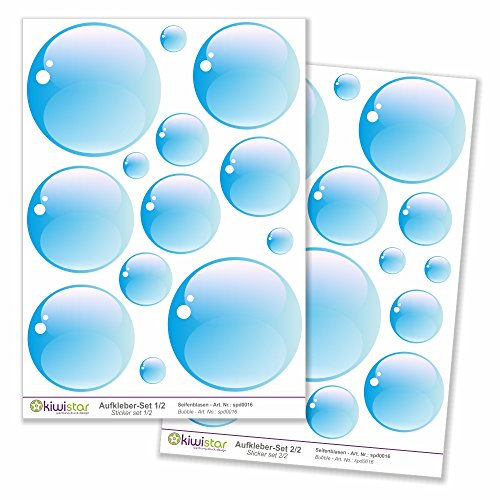 Kiwistar Seifenblasen, 28 Blasen, Bubbles Deko Gesamtgröße, Wandsticker Set Bogen Aufkleber farbig DIN A4 DIN A4Gesamtfläche: ca. 30x20cm