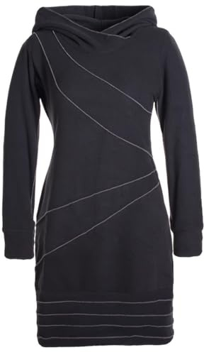 Vishes - Alternative Bekleidung - Langärmliges Patchwork Hoodie Eco Fleecekleid Pullover-Kleid Daumenlöcher