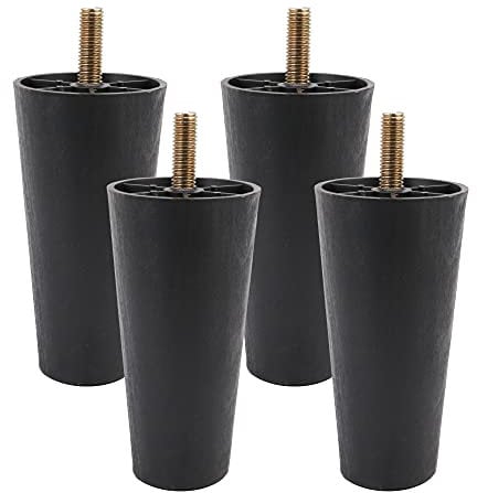 SHANOER 4pcs 120mm Black Plastic Sofa Legs Couch Legs Replacement for Furniture Feet Bearing 100KG