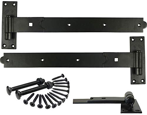 24 600mm Heavy Duty Straight Hook and Band GATE Hinge - EPOXY Black - Includes All Suitable FIXINGS - HBS600B - 1 x Pair - Free Next Working Day DELIVERY