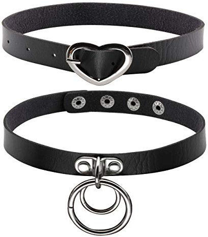Manfnee PU Leder Choker Punk Gothic Rock Spike Niet O-Ring Choker Kragen Halskette Frauen Männer