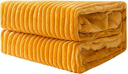 MIULEE Kuscheldecke Fleecedecke Flanell Decke Einfarbig Wohndecken Couchdecke Flauschig Überwurf Mikrofaser Tagesdecke Sofadecke Blanket Für Bett Sofa Schlafzimmer Büro 85x95Inch 220x240cm Orangegelb
