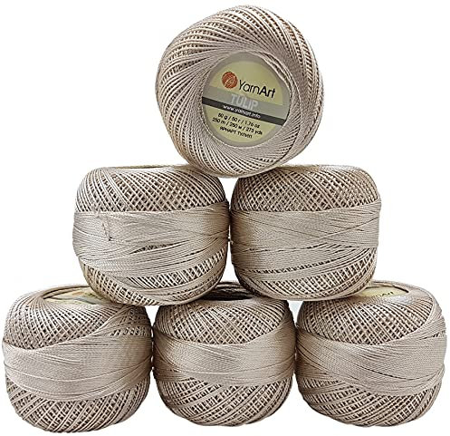 YarnArt Tulip 6 x 50 gr. Paket, Seide Mikrofaser Satin Garn Brillante Glänzend (Natur 404)