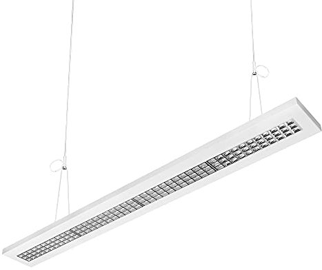 ELG Leuchten Hochwertige LED Pendelleuchte Mit Mikrolamellenraster 120cm 36 Watt 4000 Lumen 4000 Kelvin Neutralweiss Büroleuchte Deckenleuchte Bürobeleuchtung Rasterleuchte Deckenlampe Bürolampe