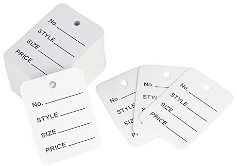 G2PLUS 1000 Stück Kleinen Preisetiketten Hängeetiketten Preisetiketten zum Anhängen 3.5X5CM Preisetiketten,Flohmarkt Preisschilder für Kleidung Schmuck Display (Weiß)