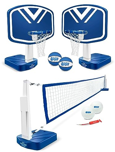 GoSports Splash Hoop 2-in-1 Full Court Pool Basketball & Volleyball Spiel Set, BB-SP-PRO-FULLCOURT