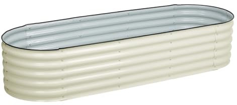 Aoodor 6-in-1 modulares Aluzinc Metall-Hochbeet – Outdoor-Garten-Pflanzkasten für Gemüse, Blumen, Kräuter – Beige (L x B x H) 170 x 119 x 43 cm