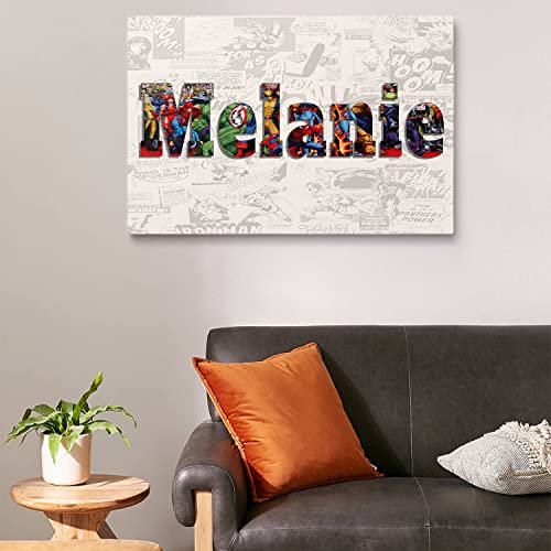 Personalisierbarer Superhelden-Kindername, personalisierbarer Avengers, Name, Kunstdruck, Charakter-Poster, Superhelden-Leinwandbild, Wandkunst, Anime-Helden-Zimmer, Heimdekoration 70x100cm