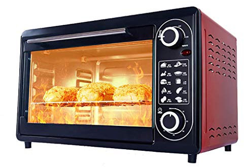 MXXHFC 48L Mini Oven Temperature Adjustment 100-250 ℃ and 60 Minutes Timer Five-layer Baking Position Household Baking Multi-function Electric Oven Desktop Tempered Glass Door with Accessories 220