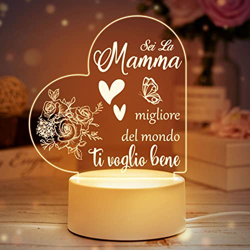 Buioata Festa Della Mamma, Regalo Festa Della Mamma, Regalo Mamma Compleanno, Regali Mamma - Luce Notturna in Acrilico
