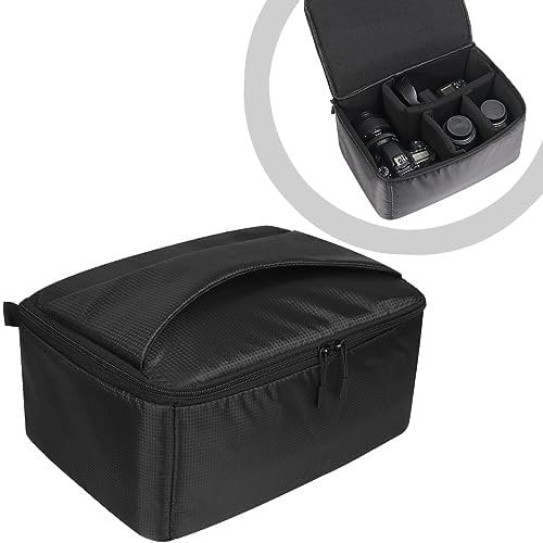 AYVANBER Waterproof Camera Case Bag Insert Partition PaddedAnti-Shock Lens Pouch for SLR SLR Canon Nikon Sony Camera Lens and Accessories (Large)