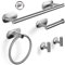 Virklyee Set Porta Asciugamano 5 Pezzi Portasciugamani Porta Carta Igienica Anello Asciugamano 2 Gancio Set da Bagno Autoadesivo in Acciaio Inox Porta Asciugamani Appeso a Parete Bagno Cucina(Argento)