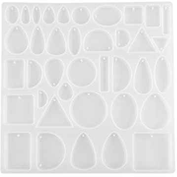 SAVITA Moule à bijoux en résine, moules en résine de silicone pour bijoux, 38 formes pour moulage de résine, pendentifs, boucles d'oreilles, colliers, projets d'artisanat
