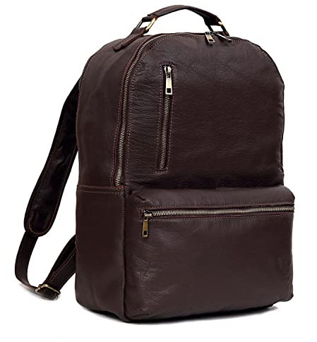 Dhk Devil Hunter Killer 17-Zoll-Lederrucksack für Männer/Frauen Brauner Leder-Laptop-Rucksack