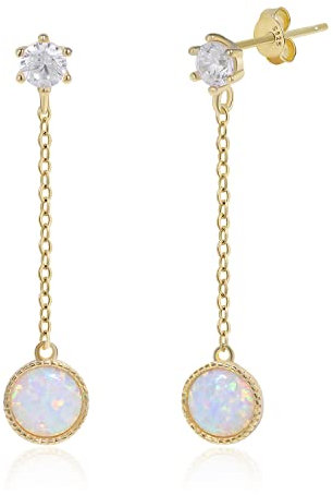 Opal-Ohrringe für Frauen Feueropal-Ohrringe Sterlingsilber zierliche Statement-Ohrringe Geburtsstein-Ohrringe Geburtstagsschmuck Geschenk (Gold)