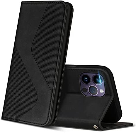 ZONNAVI Coque pour iPhone 14 Pro, Premium Étui Housse en Cuir de Protection avec [Emplacements Cartes] [Magnetique], Clapet Folio Portefeuille pour iPhone 14 Pro (Noir)