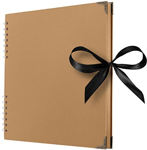 28 x 28 cm Sammelalbum mit 80 braunen Seiten Scrapbook-Album aus dickem Kraftpapier, lösungsmittelfreies Fotoalbum, Spiralalbum, gestalten Sie Ihr eigenes Fotobuch für Kunst- und Bastelprojekte