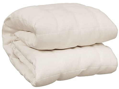 vidaXL Gewichtsdecke Therapiedecke Schwere Decke Schlafhilfe Entspannungsdecke Einschlafhilfe Schwerkraftdecke Hellcreme 150x200cm 7kg Stoff