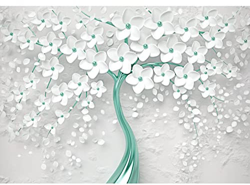 Runa Art Fotomurales Flores Abstracto 352 x 250 cm Fondo De Pantalla XXL Moderna Decoración De Pared Sala Cuarto Oficina Salón Turquesa Blanco 9553011b