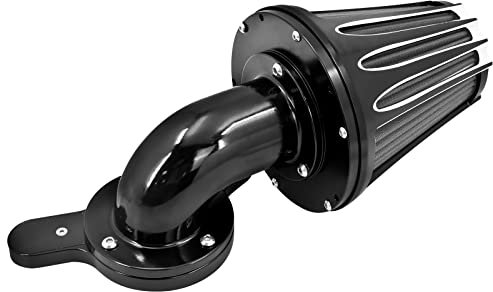 HCmotorku Filtro Aria Moto Filtro Aria Kit Aspirazione Anteriore 90° Adatto per Harley Touring 2000-2007 Softail 2000-2015 Dyna 2000-2017 Nero