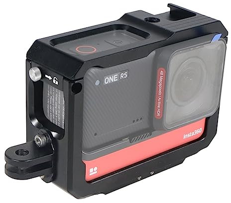 NovelGoal Kamerakäfig aus Aluminiumlegierung, Schutzrahmen mit 1/4 Magnethalter, Kaltschuh-Halterung mit zusätzlichem Adapter für Mikrofon-Blitzlicht für Insta360 One RS