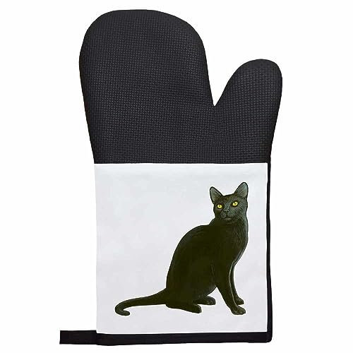 Azeeda 'Sitting Black Cat' Oven Glove/Mitt (OG00005990)