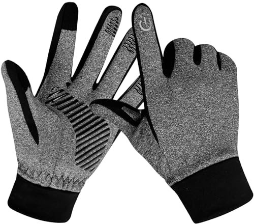 Yomersiah Handschuhe Winter Thermo Touchscreen Damen Herren Kinder, Winddicht Warm Fahrradhandschuhe Frau Mann, Winterhandschuhe für Fahrrad Joggen MTB Golf Walking Fussball Laufen (Grau, M)