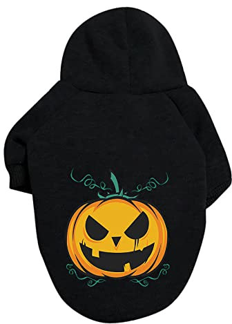 Hundemantel für Hunde Halloween-Kürbis-Hundepullover-Haustier-Pullover-Haustier-Kleidung-Teddy-Hundekostüm Hundejacke (Black, 4XL)