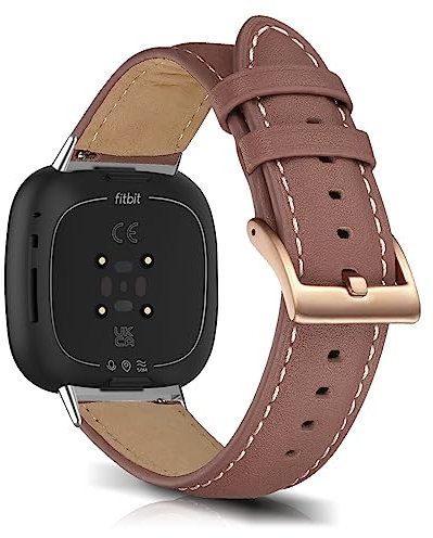 RoiYeel Cinturino Compatibile con Fitbit Versa 4/Versa3/Sense 2/Sense, Cinturini di Ricambio in Pelle Morbida， Ricambio Bracciale per smartwatch per Fitbit Versa 4/Fitbit Versa 3 Rosa Scuro
