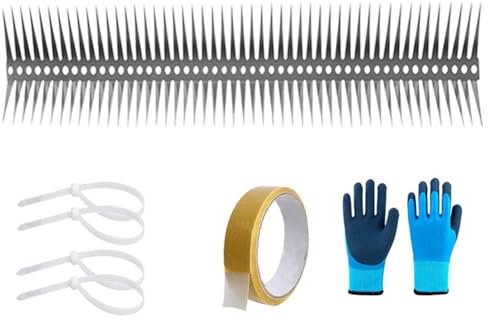 Clyictz Espinas antipájaros multifuncionales de acero inoxidable de 20 pies para alféizares de ventanas, vallas y